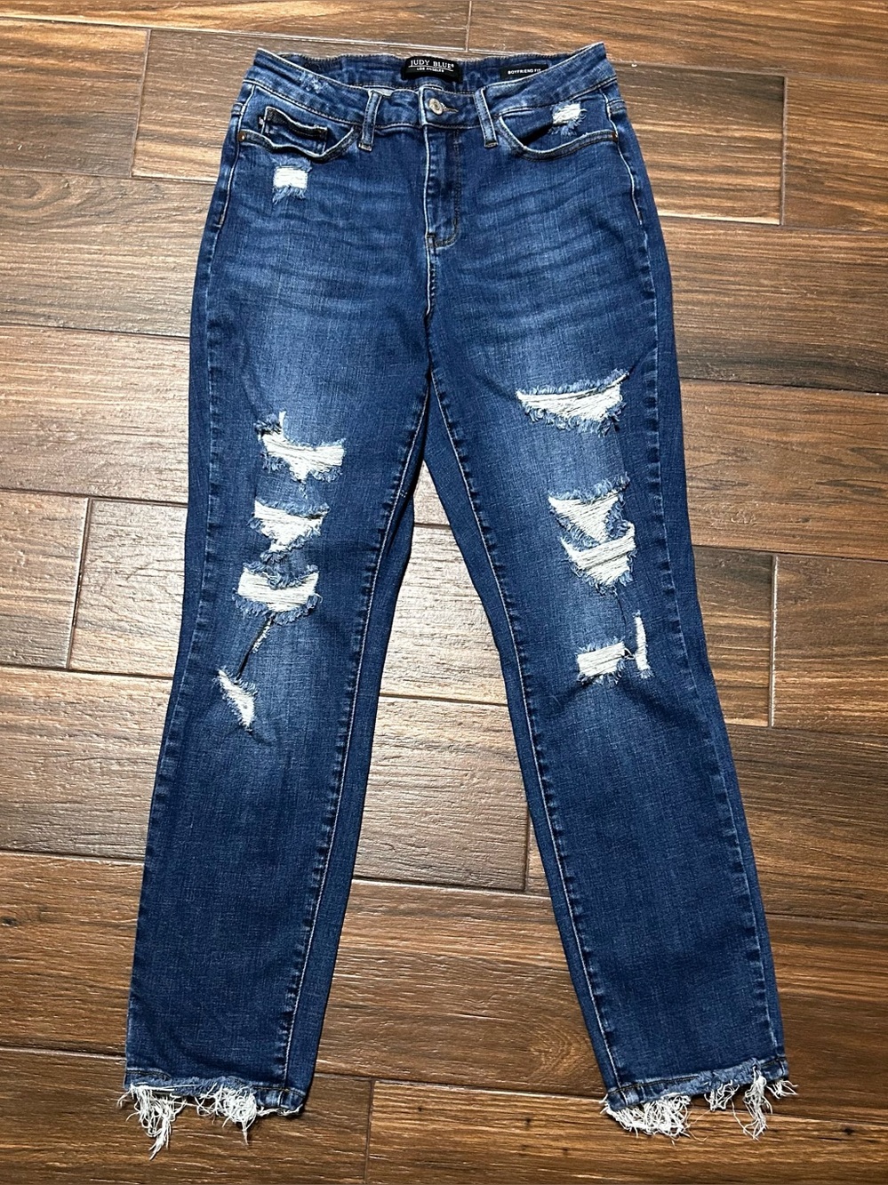Judy Blue Boyfriend Fit Jeans 5 27 Dark Wash Distressed